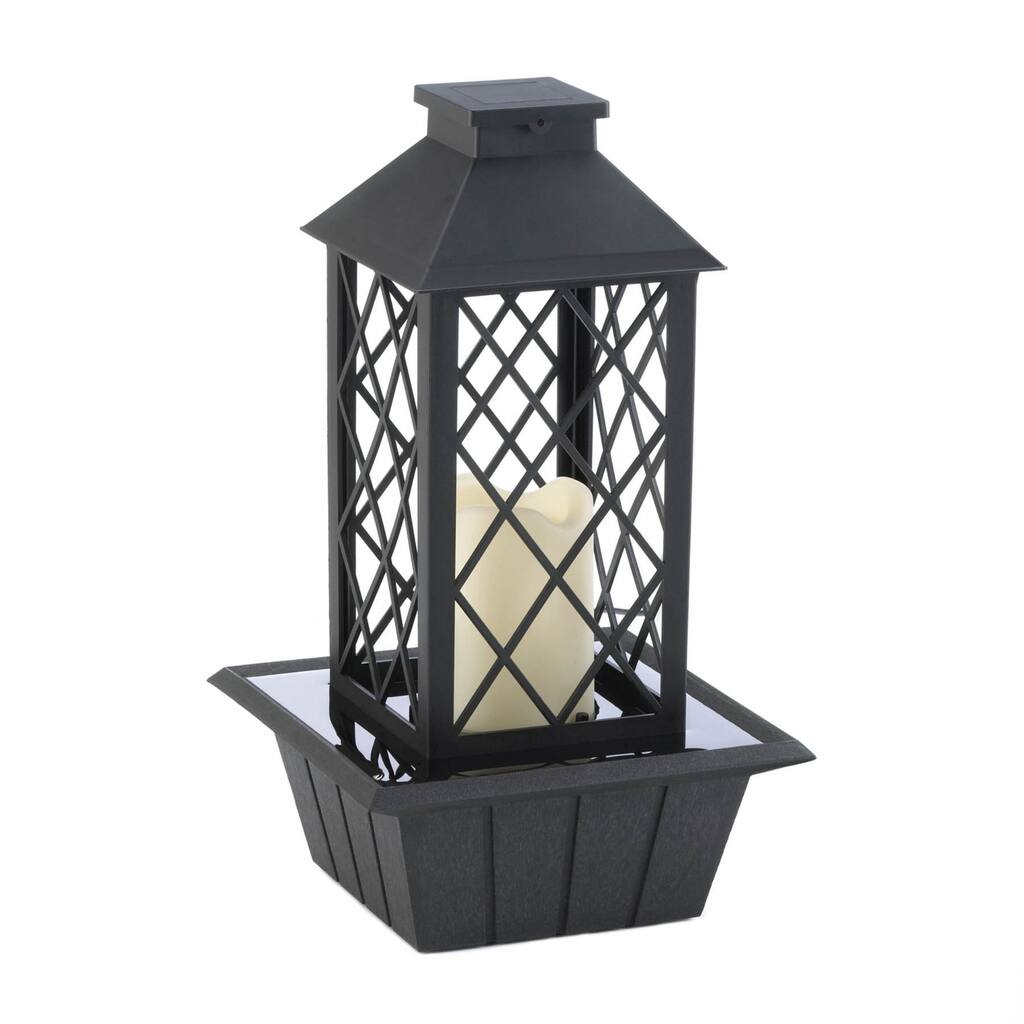 Contemporary LED Lantern Tabletop Fountain - 15" - Black
