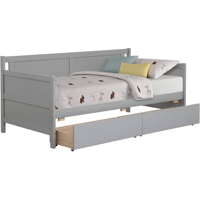 Merax Solid Wood Twin Size Daybed with 2-Drawers