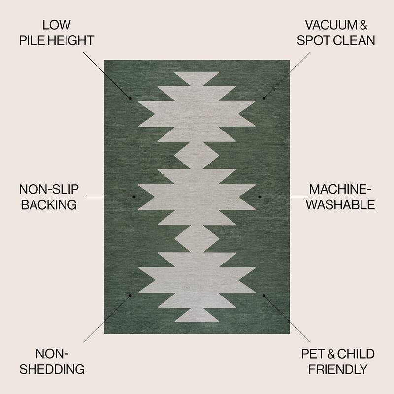 JONATHAN Y Adriel Solid Low-Pile Machine Washable Area Rug