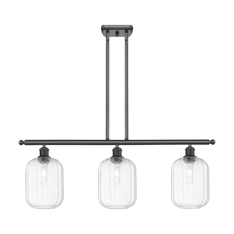 Innovations Lighting Endless Possibilities Ballston - Preston - 3 Light 36" Jar Shade Stem Hung Island Light - Clear/Oil Rubbed Bronze