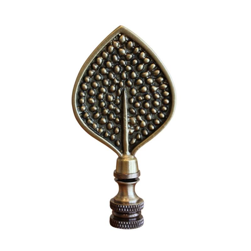 Birch Leaf Decorative Lamp Finial Antique Brass, 3.25"h - Antiqued Brass