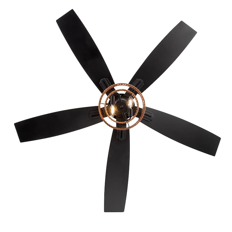 52" Farmhouse 5-Blade Ceiling Fan with Light and Remote