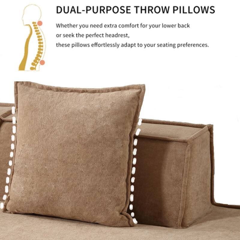 Modern Modular Combination Sofa Set - L-Shaped Italian Minimalist Tofu Block Sofa in Terrycloth Fabric, Left-Hand Facing