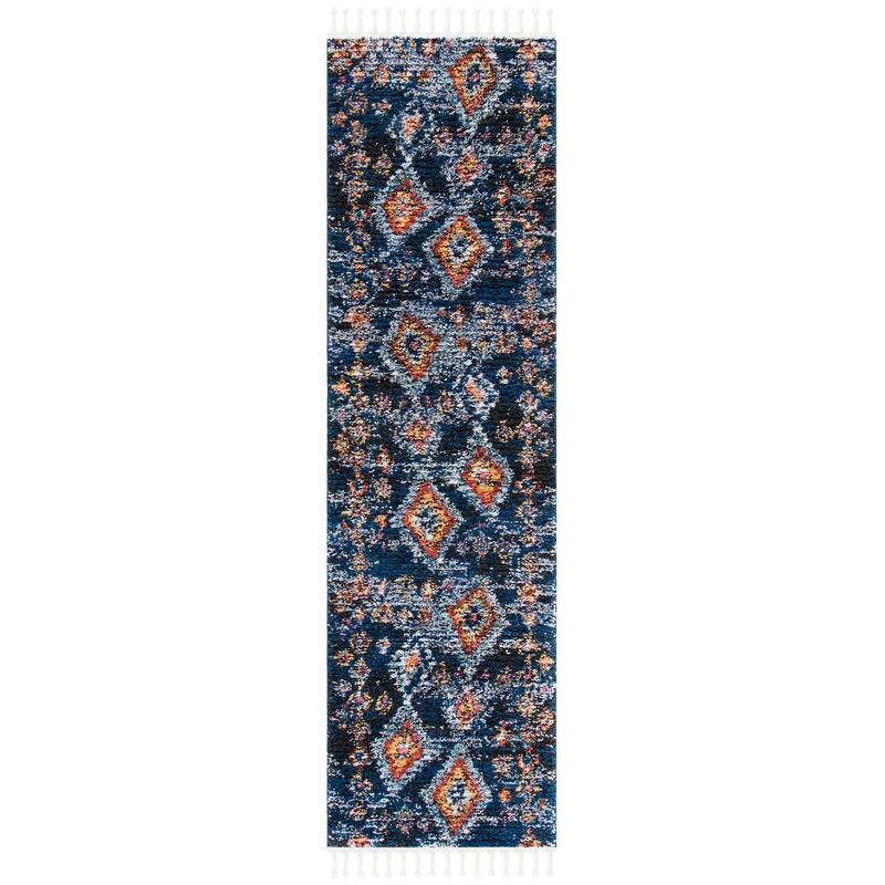 SAFAVIEH Morocco Bohemian & Eclectic Manilla Tribal Navy/Multi Polyester Rug