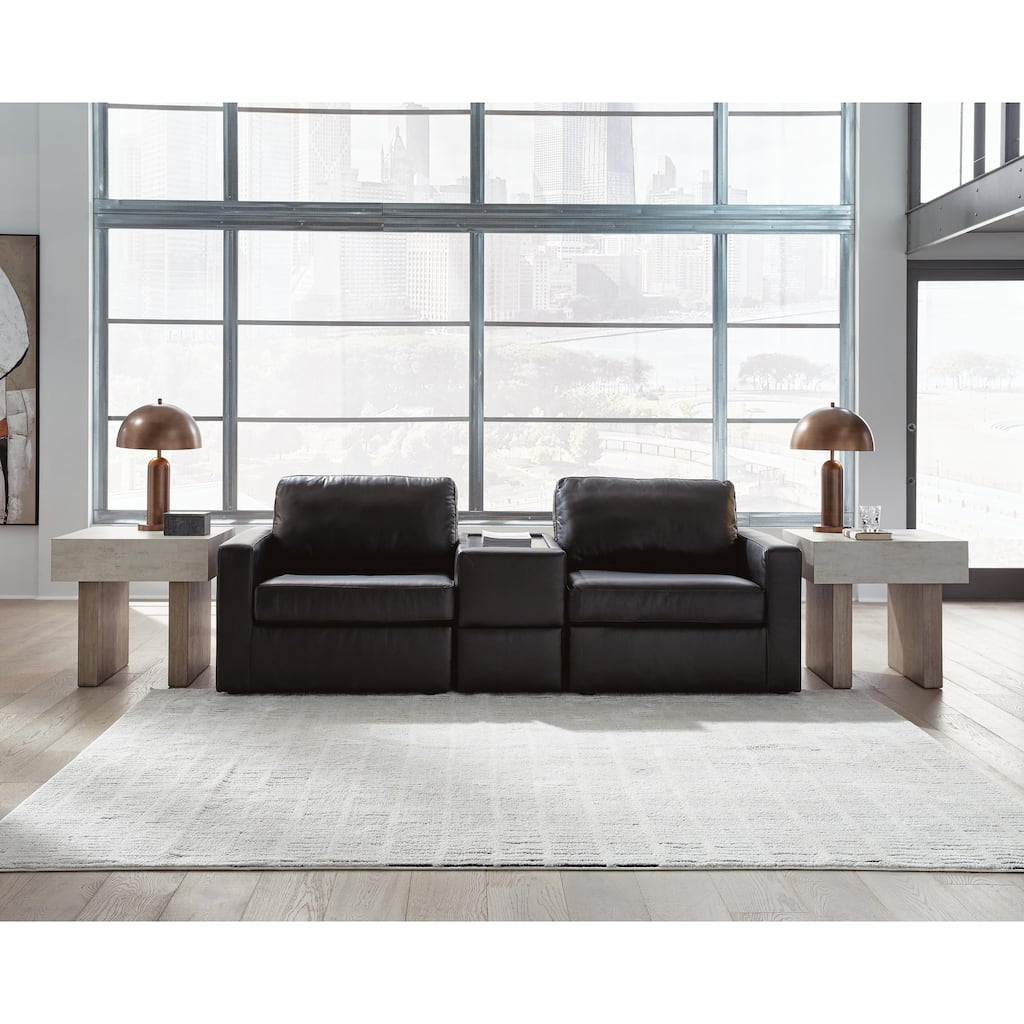 Signature Design by Ashley ModMax II Black 3-Piece Sectional Sofa with Storage Console - 93"W x 38"D x 36"H