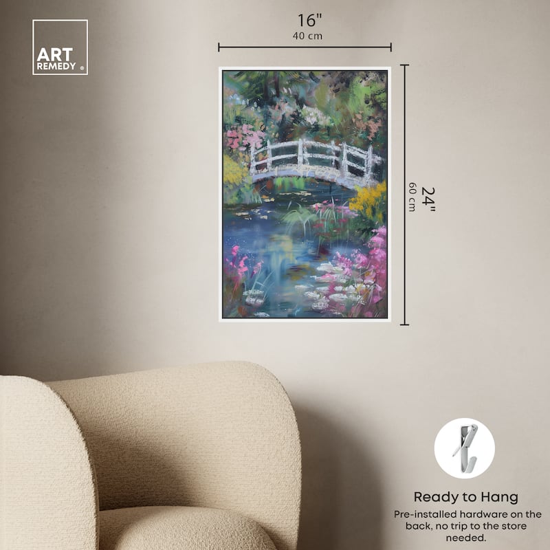 Art Remedy Hidden Garden Framed Impressionism 1 Piece Canvas Wall Art /Monet And Van Gogh Inspired Art