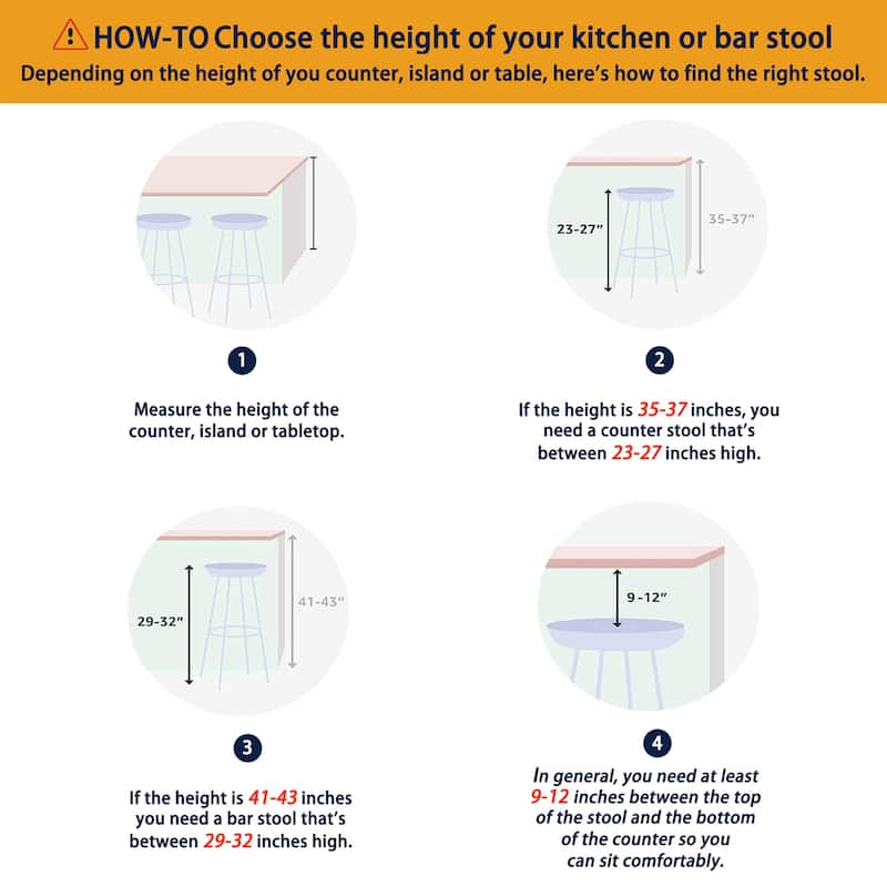 Glitzhome Modern Quilted Leatherette Tapered Legs Bar Stools Set of 4