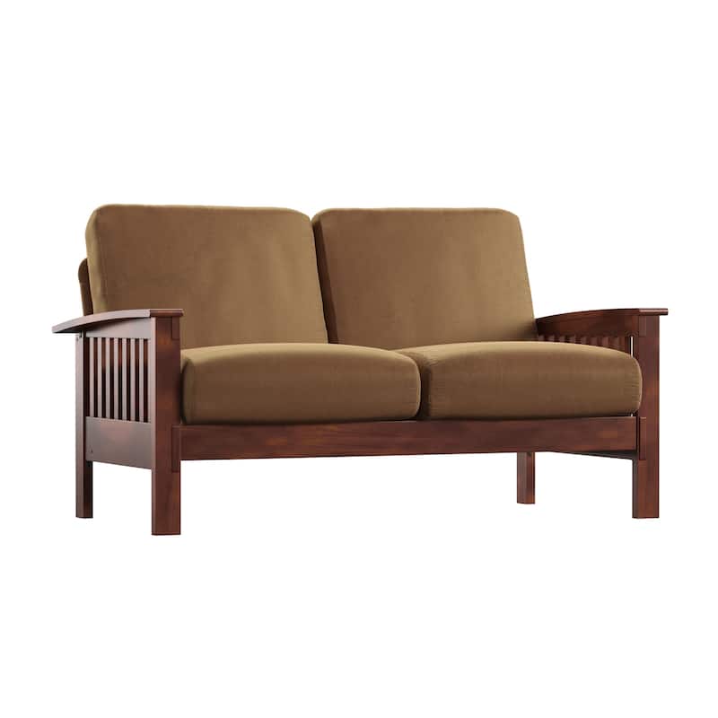 Hills Mission-Style Oak Loveseat by iNSPIRE Q Classic - Rust