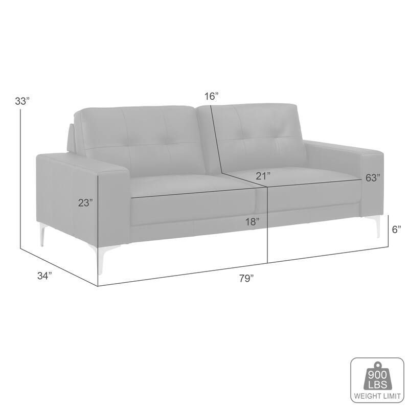 Faelin Modern Sofa, Loveseat, Living Room Set, Top Grain Leather Couch with Removable Cushions