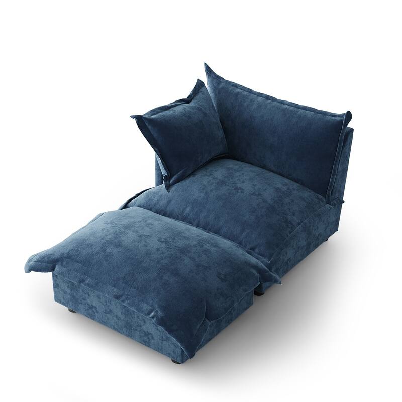 Casual 40"W Oversized Soft Comfy Cloud Chenille Chaise Lounge with Ottoman