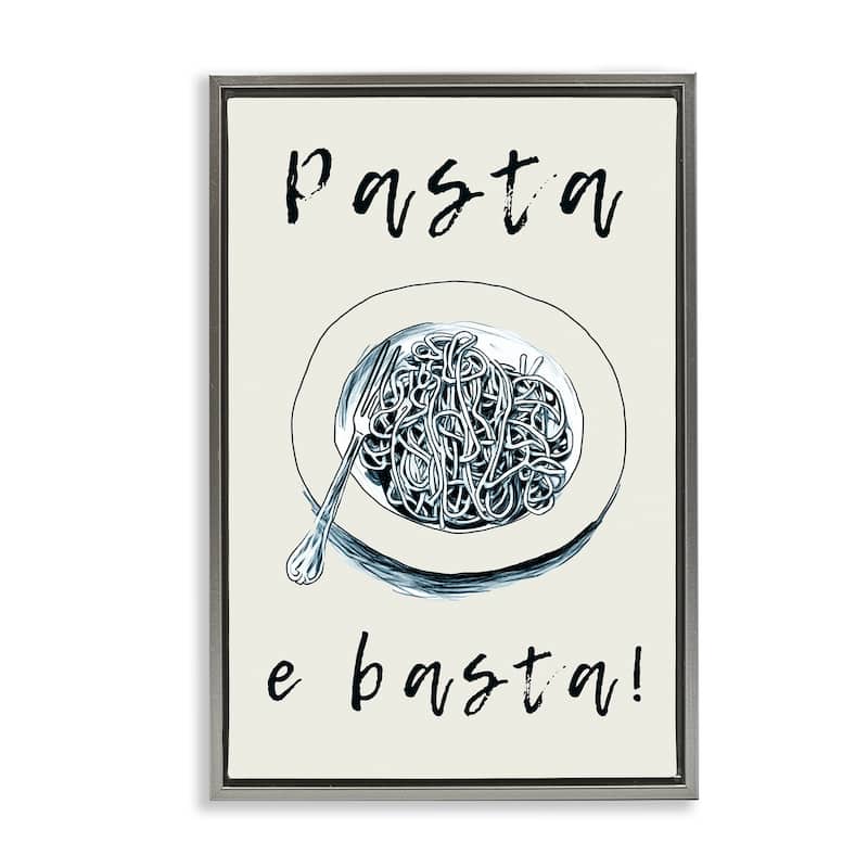 Stupell Pasta e Basta Meal Framed Floater Canvas Wall Art Design By Andreas Magnusson - 21 x 31 - Grey