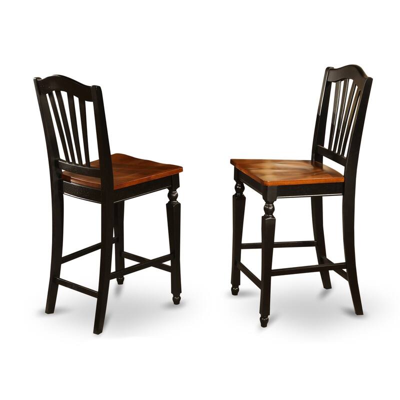 HomeStock 5-Piece Round Black Finish Solid Wood Top Dining table with 4 Chairs with Lattice Back