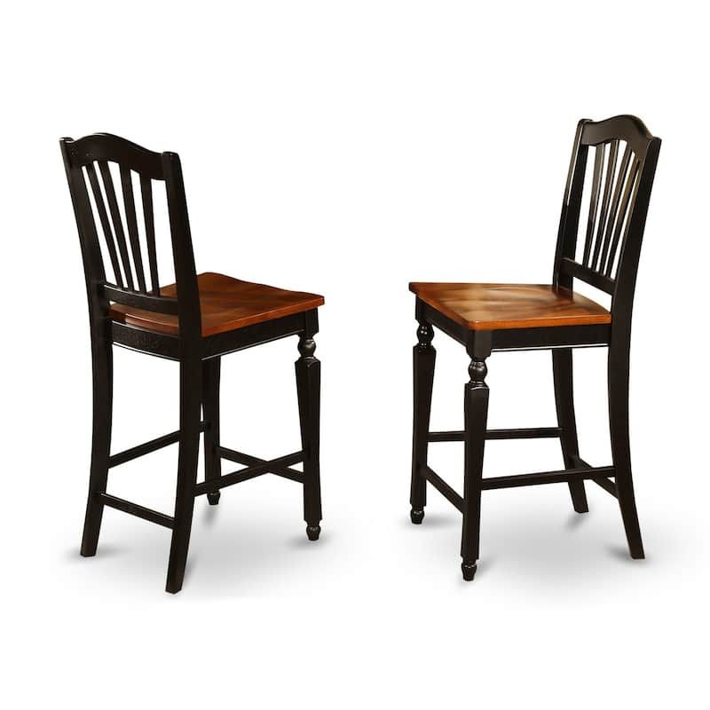 Kitchen Dinette Set - 3 Piece Table & Chair Set - Round Pedestal Table - Dark Mahogany Finish
