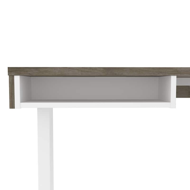 Bestar Pro-Vega 81W L-Shaped Standing Desk with Monitor Arm and Credenza