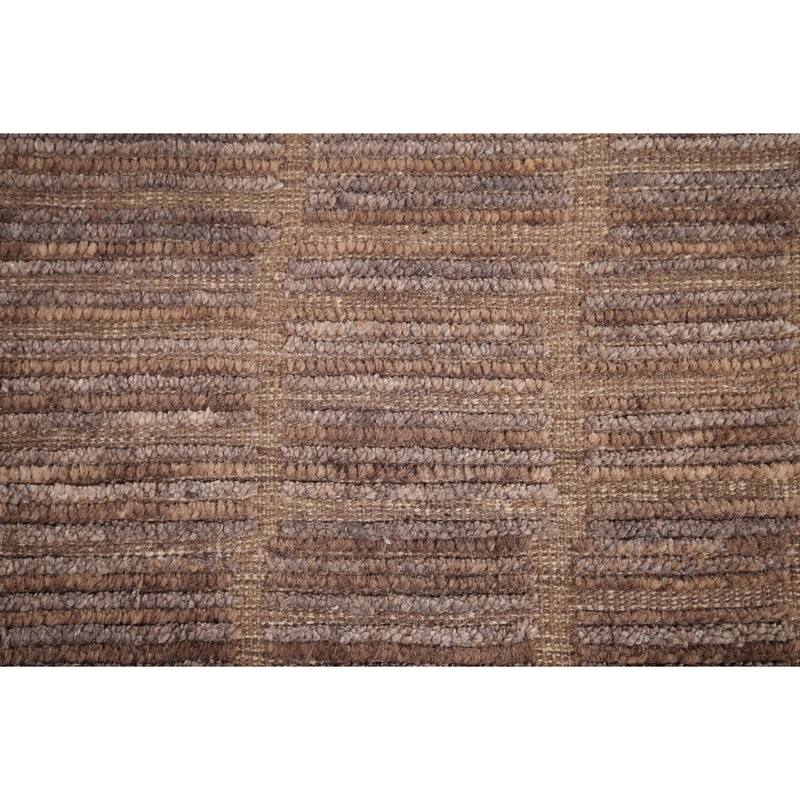 Hand Knotted Oriental 100% Wool Carpet Modern All-Over Brown Moroccan Area Rug - 13' 1'' X 8' 9''