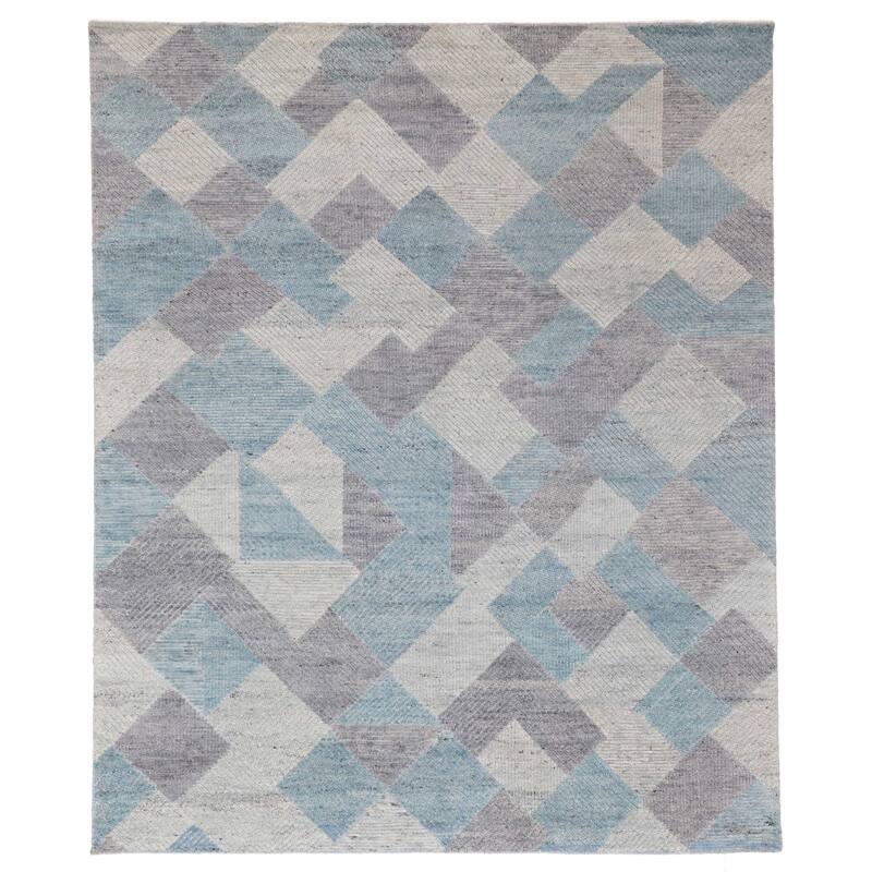 ECARPETGALLERY Hand-knotted Tangier Sky Blue Wool Rug - 8'3 x 9'10