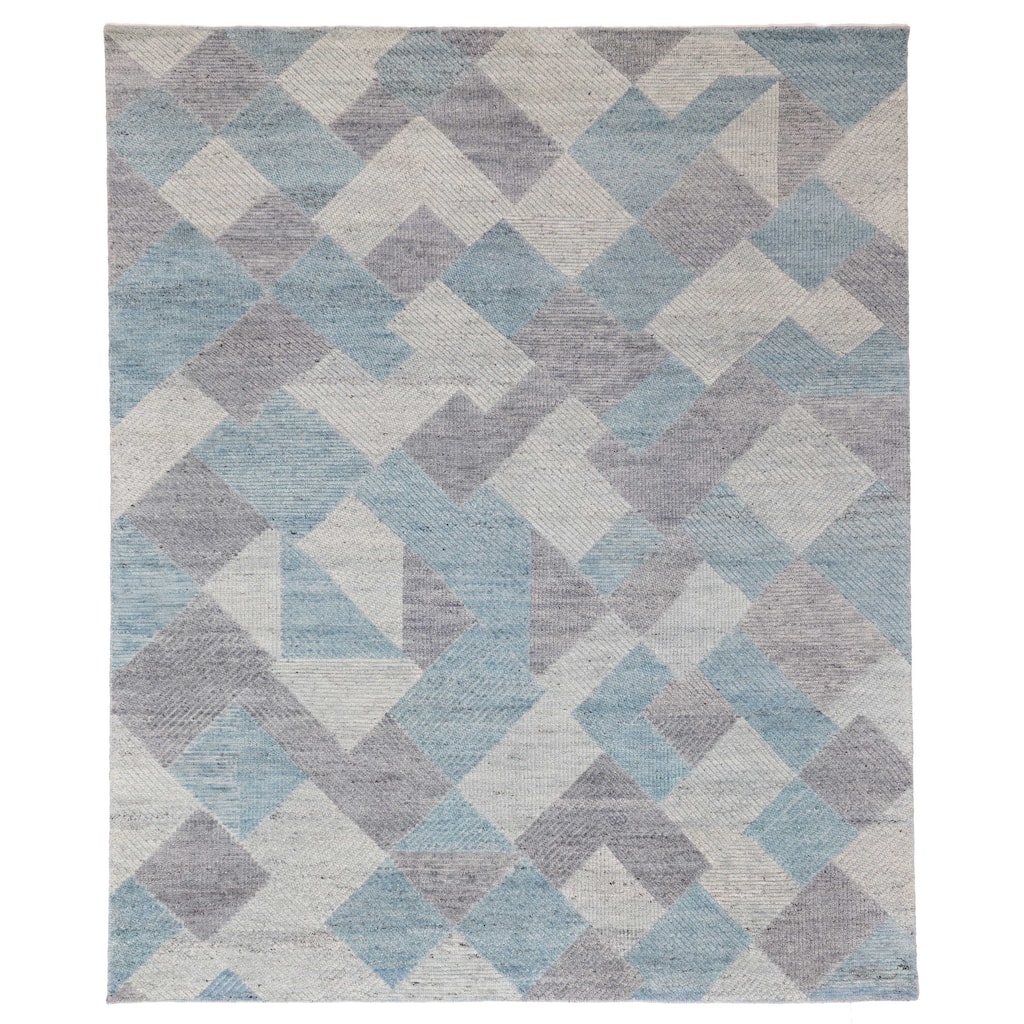 ECARPETGALLERY Hand-knotted Tangier Sky Blue Wool Rug - 8'3 x 9'10