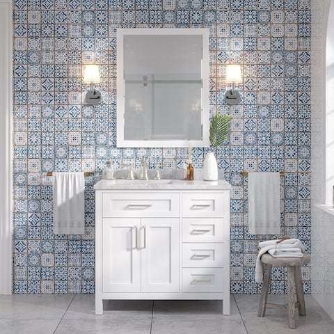 Tahoe 36 Vanity in White with White Carrera Top and Mirror