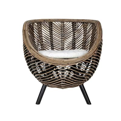 Rattan Round Shape Accent Chair - 31" - Brown