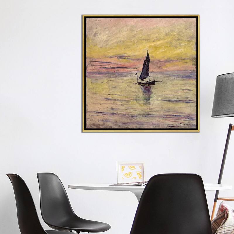 iCanvas "The Sailing Boat, Evening Effect, 1885 " by Claude Monet Framed Canvas Print