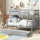 preview thumbnail 7 of 10, Twin Over Full Bunk Bed with Trundle,Ladder and Safety Rails,Convertible into 2 Beds, for Kids, Teens, Adults Grey
