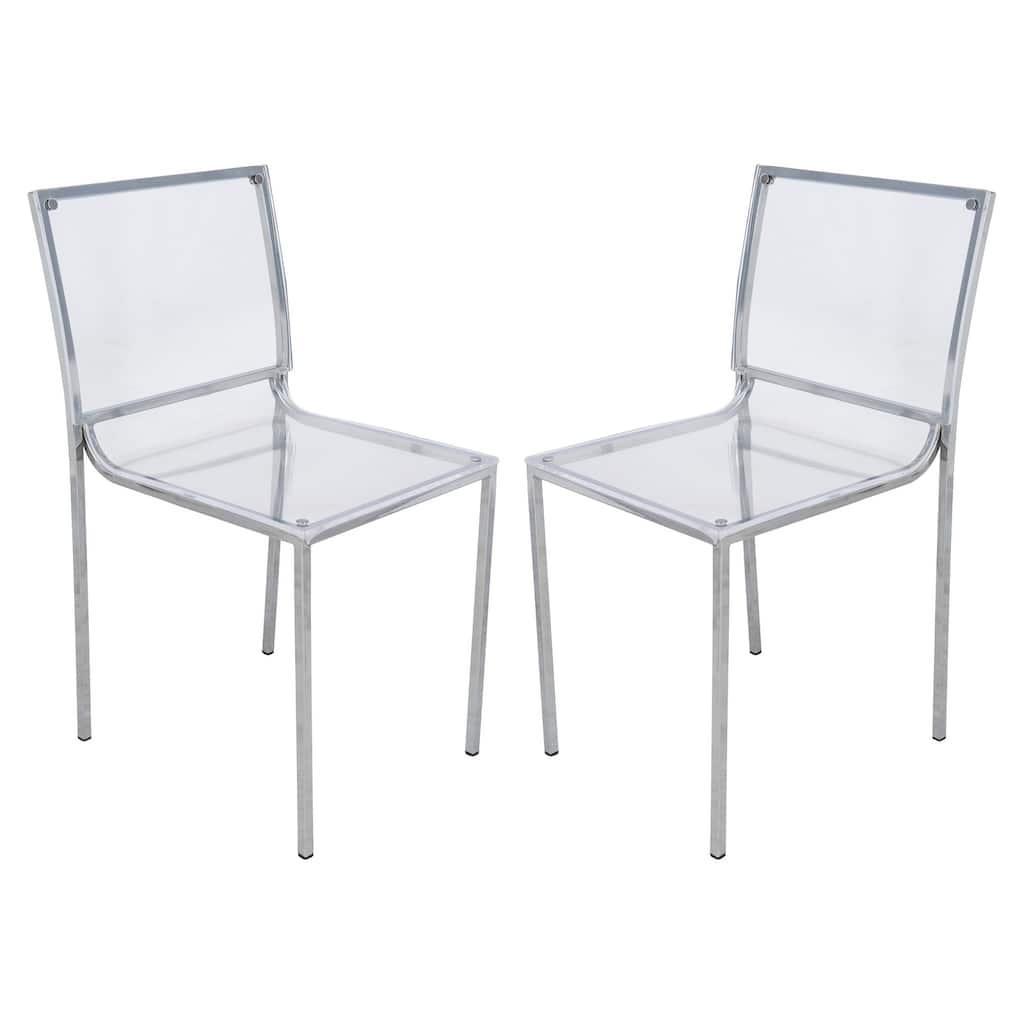LeisureMod Almeda Lucite Acrylic Clear Dining Side Chair (Set of 2)