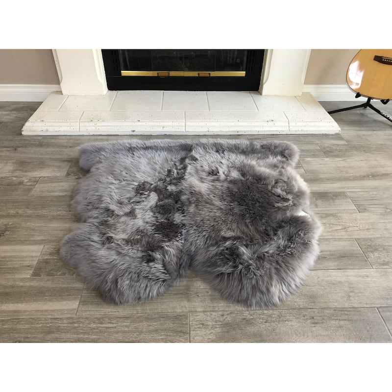 Dynasty Natural 2-Pelt Luxury Long Wool Sheepskin Shag Rug