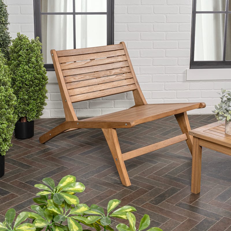 Seagrove Mid-Century Modern Wood Armless Outdoor Patio Chair, Natural by JONATHAN Y