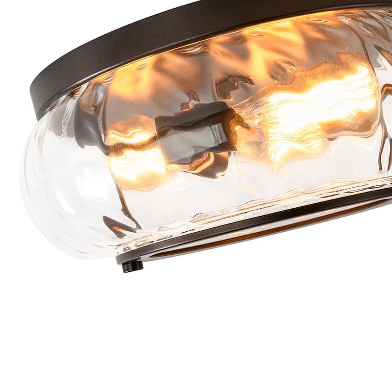 Oil Rubbed Bronze 3-Light Round Glass Flush Mount Ceiling Light