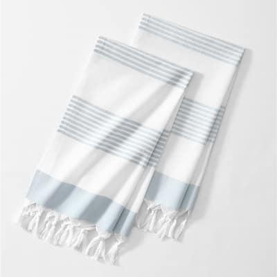 Boho Harper Stripe Knotted Tassel Hand Towels Set of 2 - 16x30
