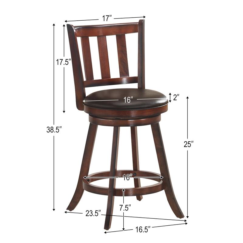 Costway Set of 4 25'' Swivel Bar stool Leather Padded Dining Kitchen