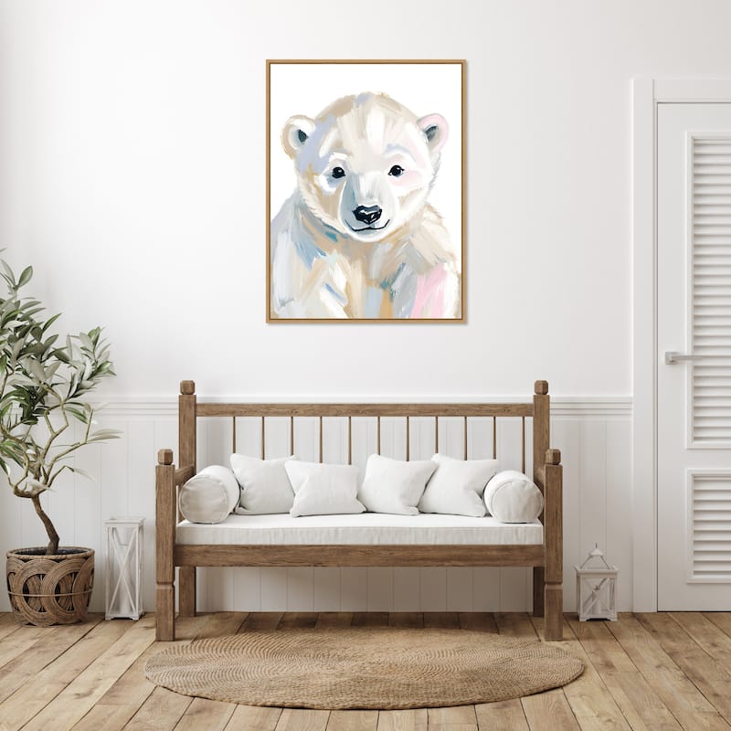 Polar Bear Cub by Ohkimiko Framed Canvas Wall Art