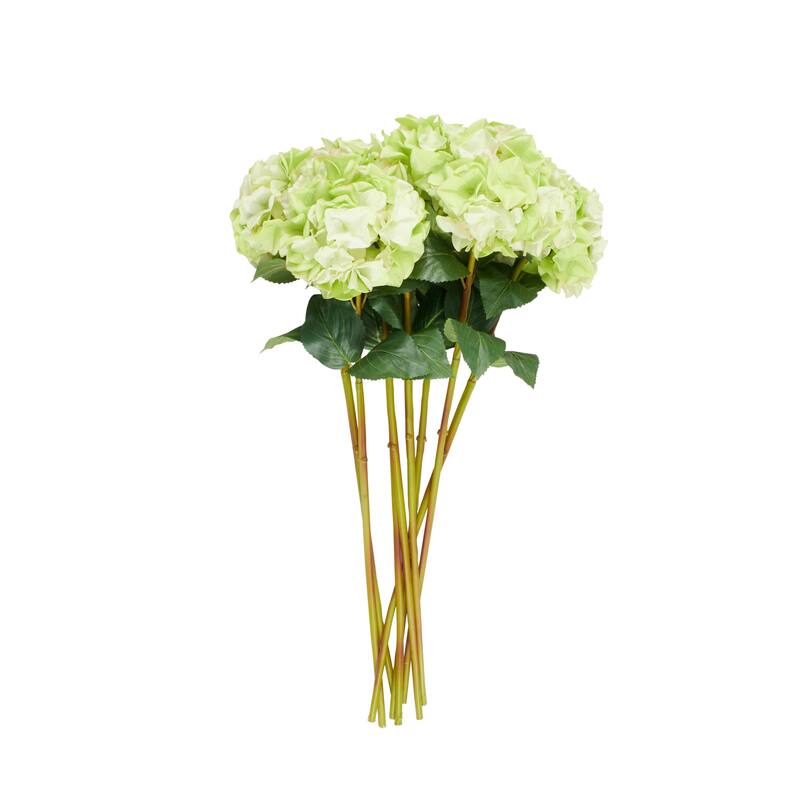 Green Faux Foliage Tall Hydrangea Artificial Flower Stem (Set of 8)