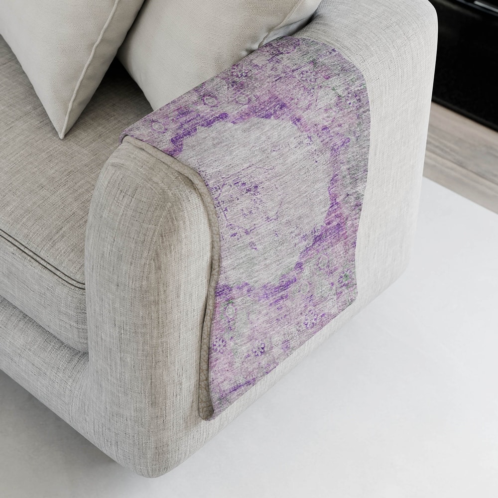 Premium Machine Washable Vintage Medallion Sherpa Throw Blanket