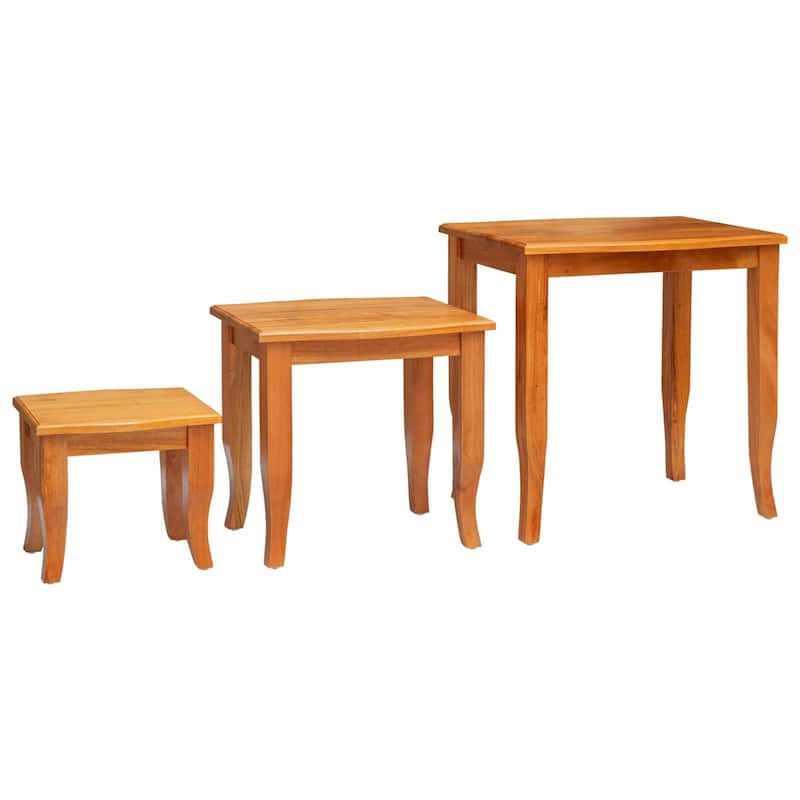 vidaXL Nesting Side Tables 3 pcs Natural Solid Mahogany Wood - 23.62 x 17.72 x 23.82 in