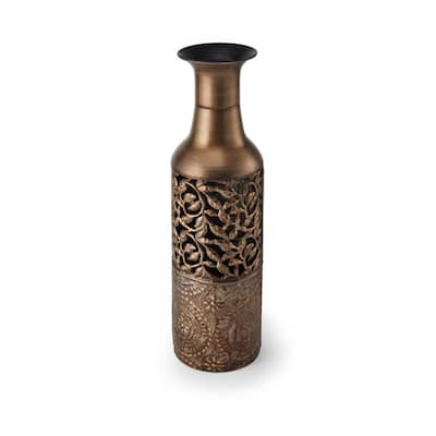 Elements Silver Filigree Metal Vase, 17 Inch