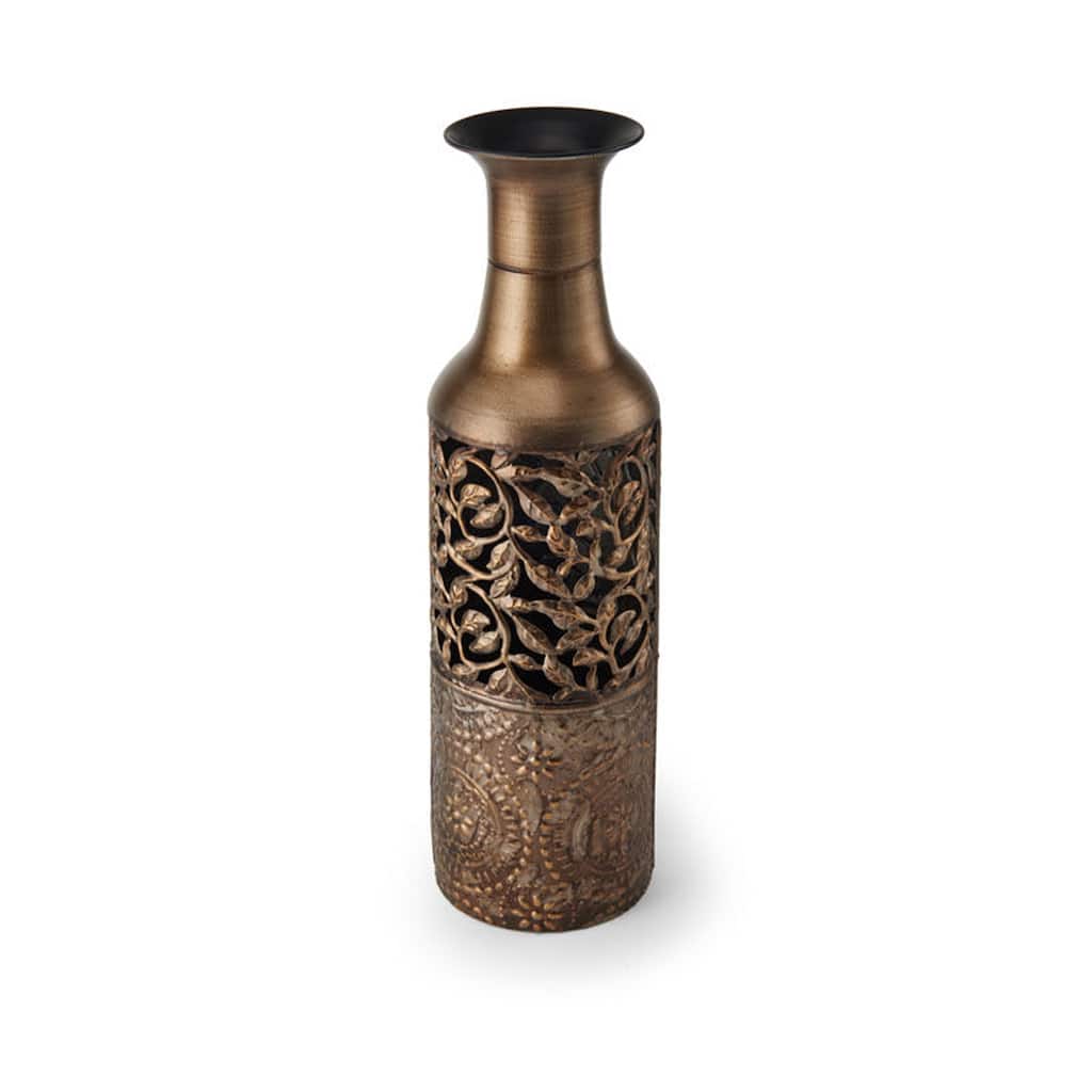 Elements Silver Filigree Metal Vase, 17 Inch
