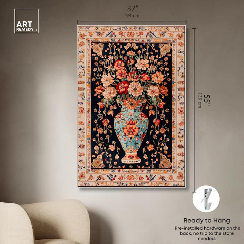 Persian Vase and Flowers II Canvas by Art Remedy