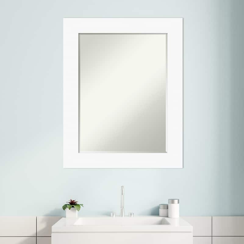 Basic Half-Inch-Bevel Wood Framed Bathroom Vanity Wall Mirror - Glass Size 18x24