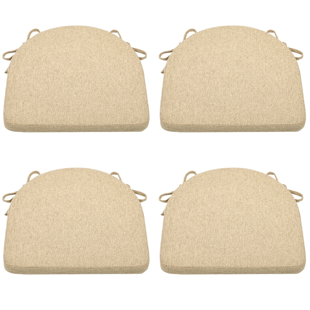 Natural Thin Chair Cushion with Tieback Straps and Removable Cover - Bed  Bath & Beyond - 28010101