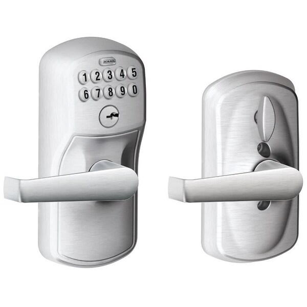 Schlage FE595-PLY-ELA Plymouth Keypad Entry Door Lever Set with Elan Lever and Flex Lock Capabilities - Satin Chrome