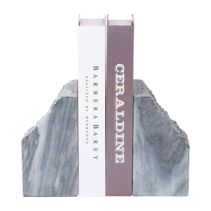 Marble, Set Of 2 7" Live Edge Bookends, Black, Novelty, 7"H, Marble - 7" x 3" x 7"
