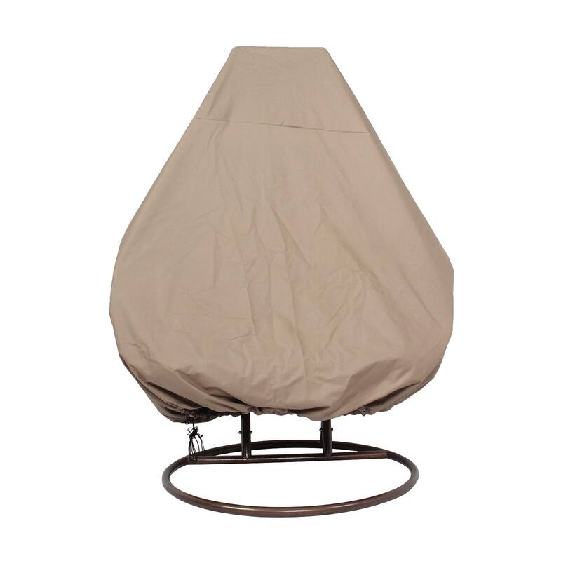 Hanging Egg Swing Chair Durable Iron Frame Breathable Wicker Fits 2 People UV Resistant with Cover by LeisureMod
