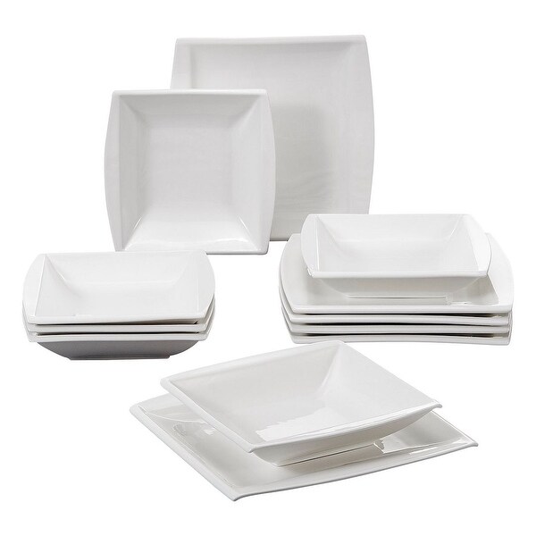 MALACASA Blance Porcelain Salad Plate Set of 6 Dessert Plate Serving Plate White 