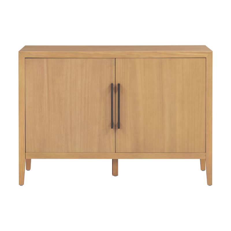 47.25"Sideboard with Pine Veneer and 2 Doors, Retro Buffet with Adjustable Feet, Wooden Storage Cabinet with Metal Handles