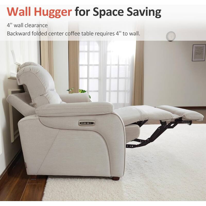 MCombo 61.6'' Wall Hugger Power Loveseat Recliner Sofa with Adjustable Headrest and USB A & C Charge Ports