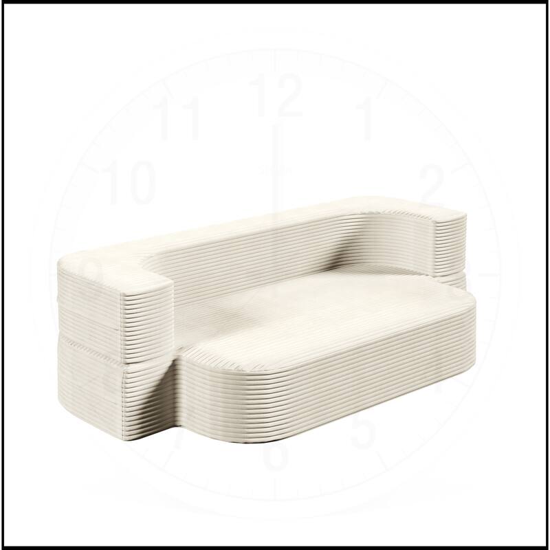78.7 " W 2-in-1 Plush Corduroy Foldable Sofa