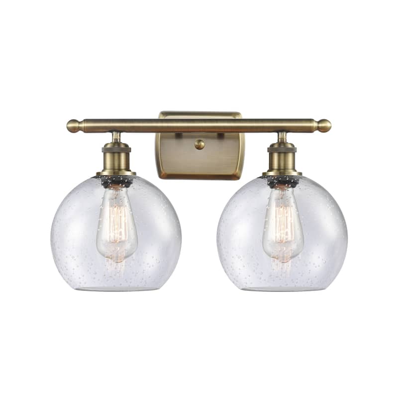 Innovations Lighting 516-2W-12-18 Athens Vanity Athens 2 Light 18" - Antique Brass / Seedy