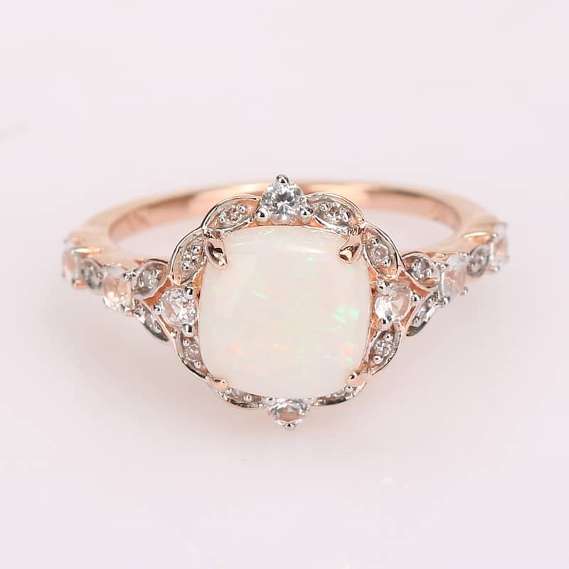 Miadora 10K Rose Gold White Sapphire and Diamond Halo Engagement Ring