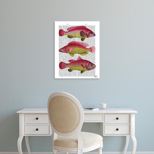 Easy Art Prints Fab Funky's 'Red and Yellow Fantasy Fish Trio' Premium Canvas Art